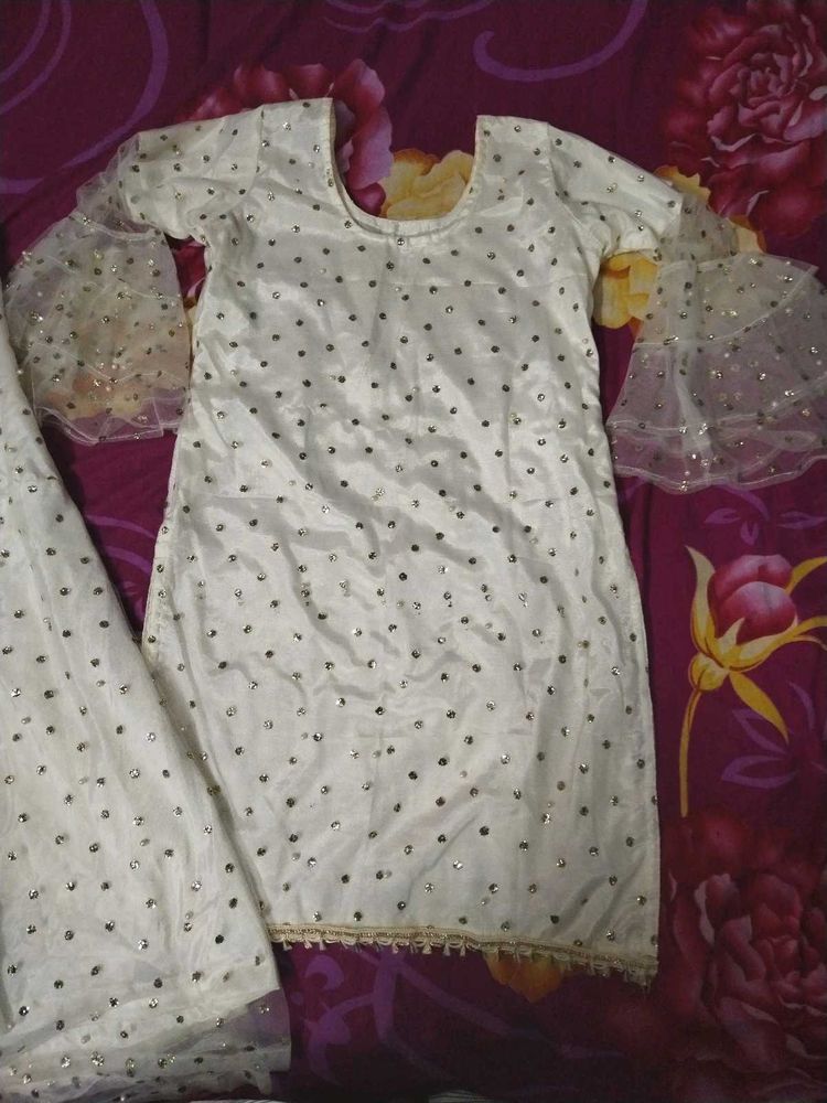 White Kurti Sharara Set