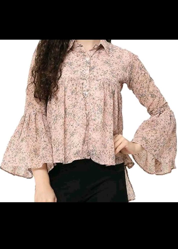 Women&#39;s Floral Print Flared Top