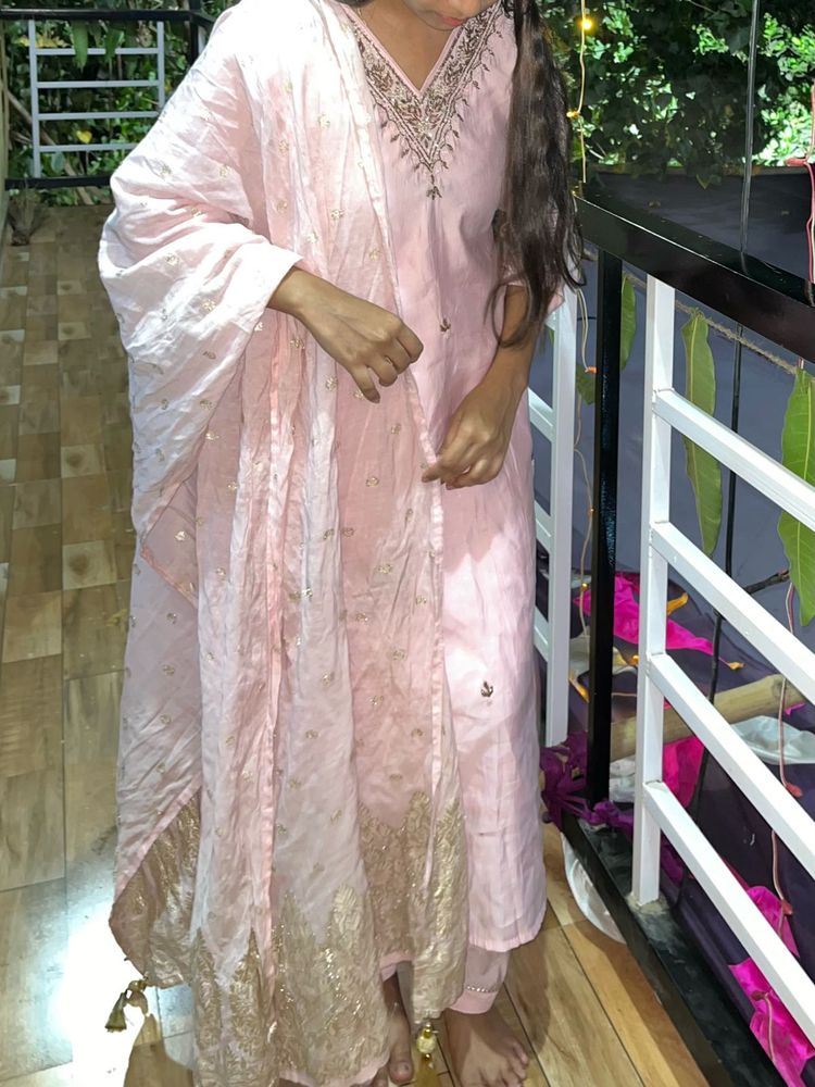 Pink Embroidered Kurta Set