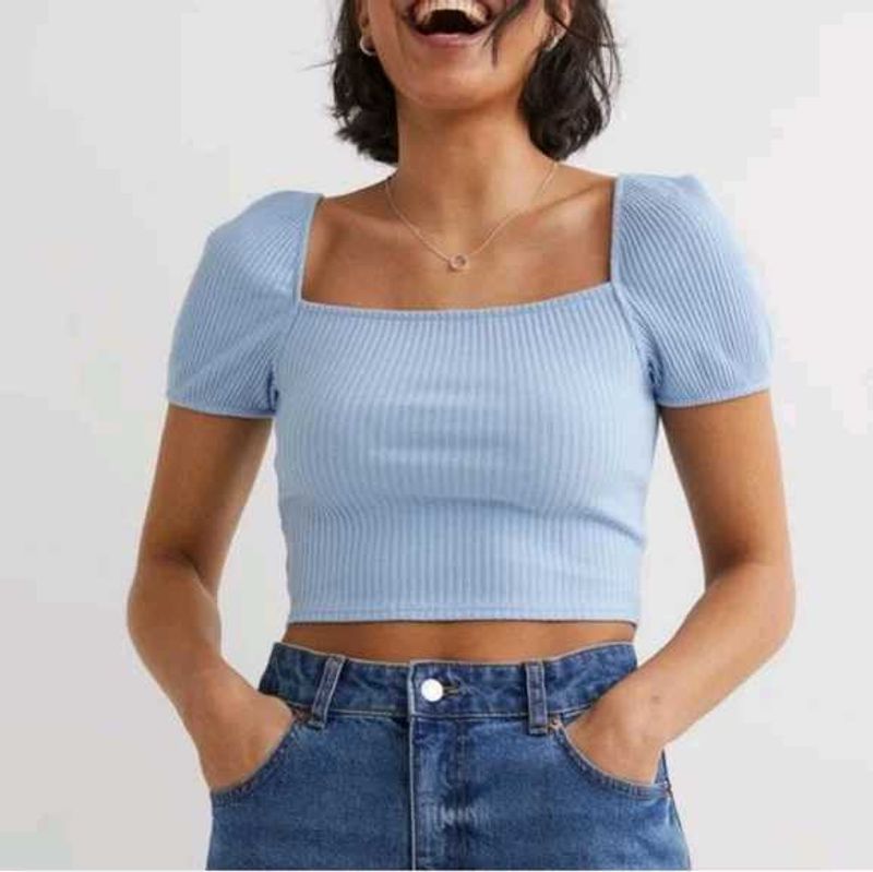 Blue Puff Sleeve Top