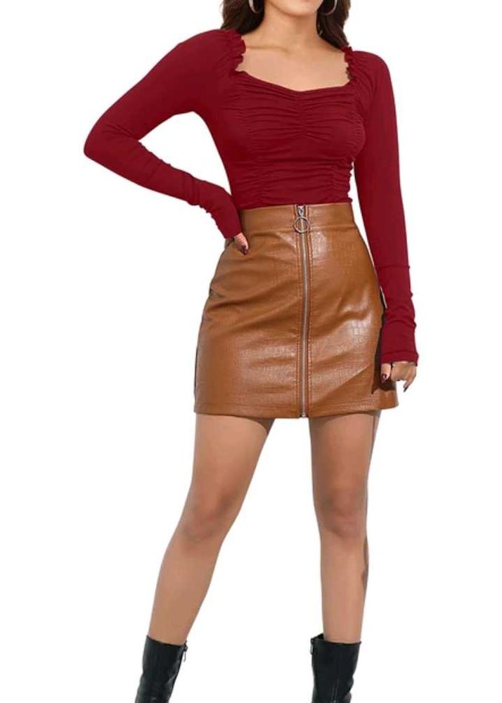 Burgundy Long Sleeve Top