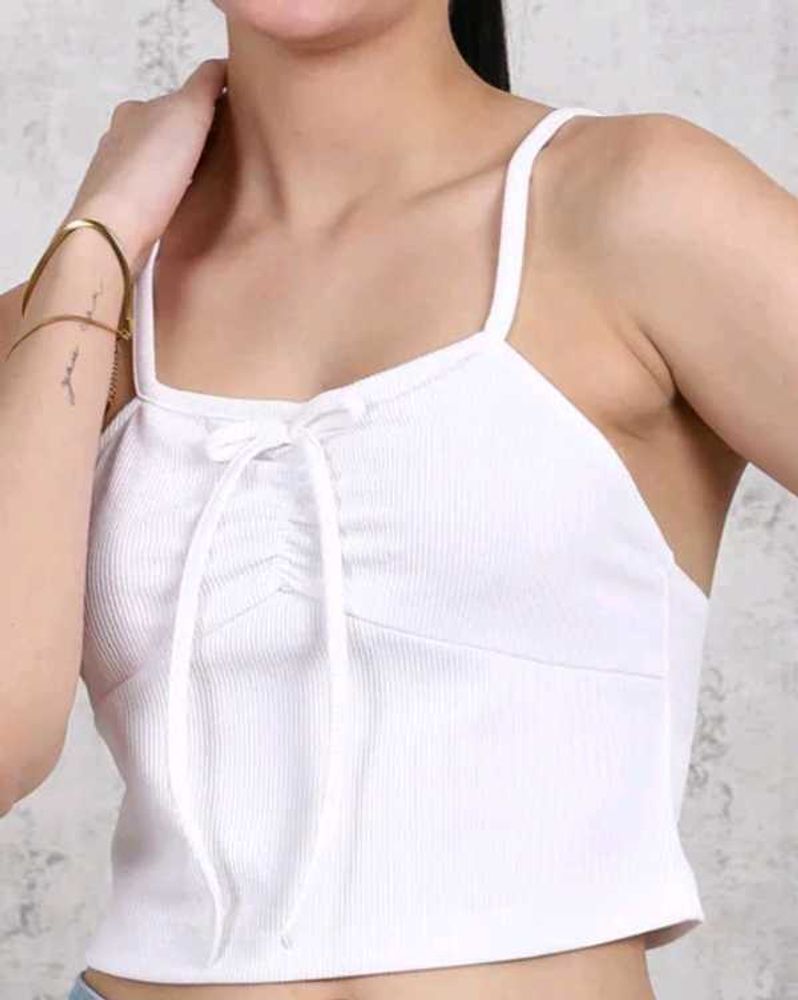 Shein Spaghetti Strap Ruched Bow Detail Ribbed