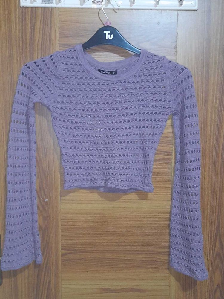 Purple Crochet Crop Top
