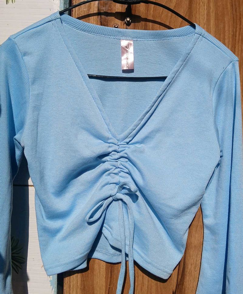 Cute Blue Long Sleeve Top