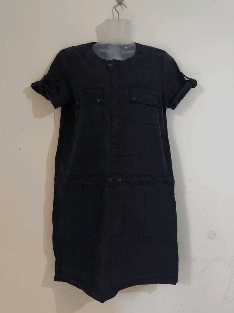 Black Utility Pocket Dress