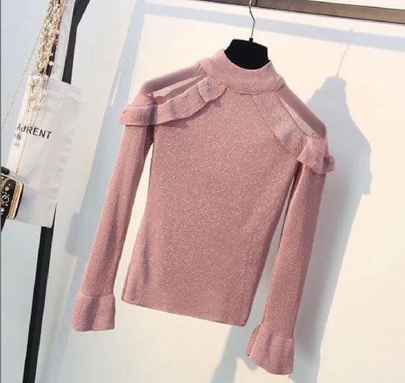 Pink glittery Ruffle Shoulder Top💖🎀