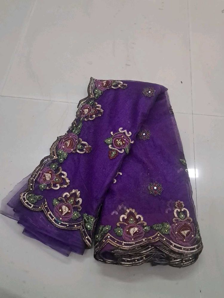Elegant Purple Embroidered Dupatta
