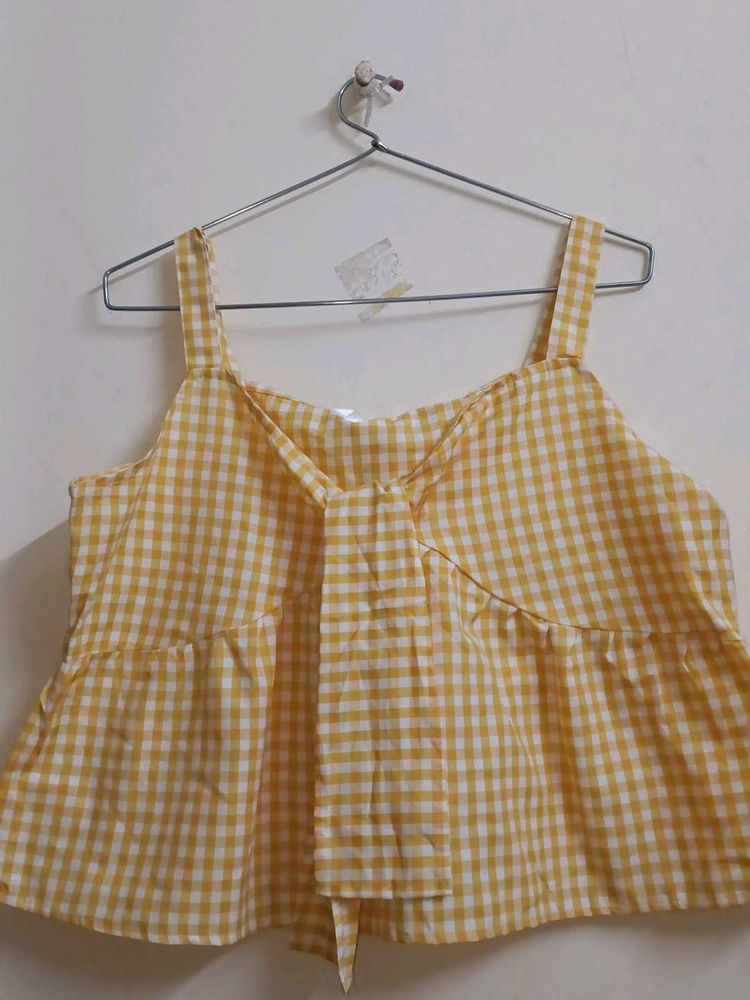 Gingham Tie-Front Crop Top