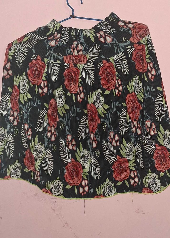 Floral Print Pleated Skirt