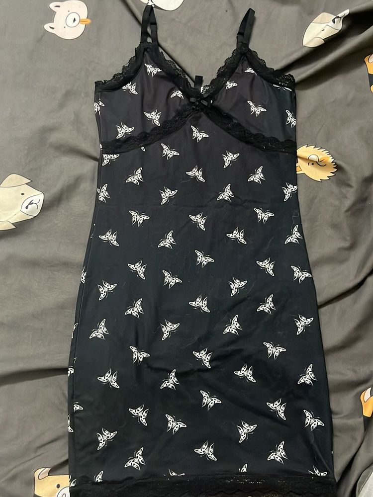 Butterfly Print Mini Slip Dress