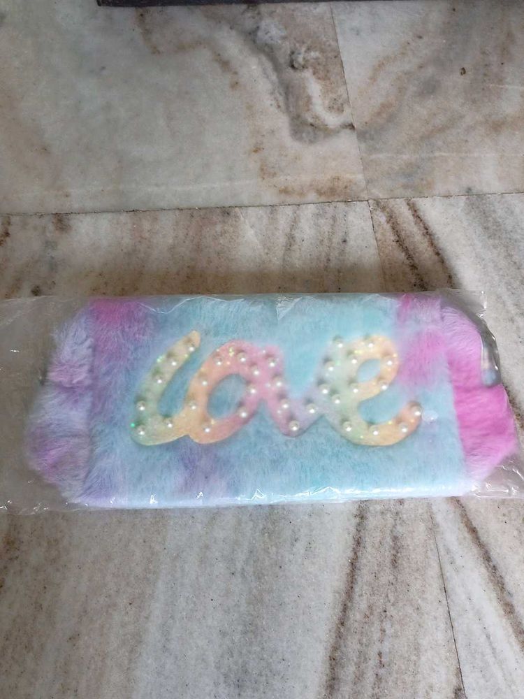 Fuzzy &#39;Love&#39; Pouch