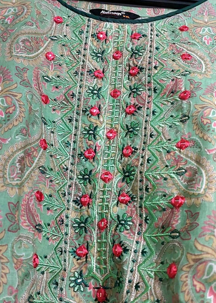 Dark Green Suit 2xl Size With Embroidery Work