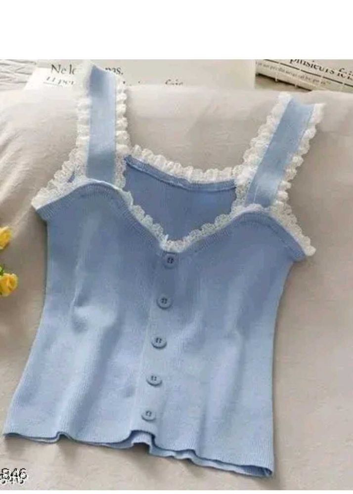 Blue Lace detailed Tank Top
