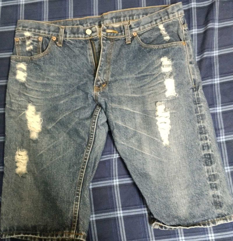 Distressed Denim Shorts