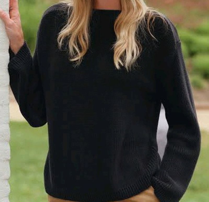 Black Boat Neck Sweatshirt