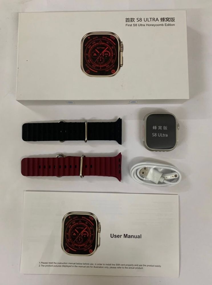 4G Smartwatch S8 ultra ( Maroon &amp; Black Strap )