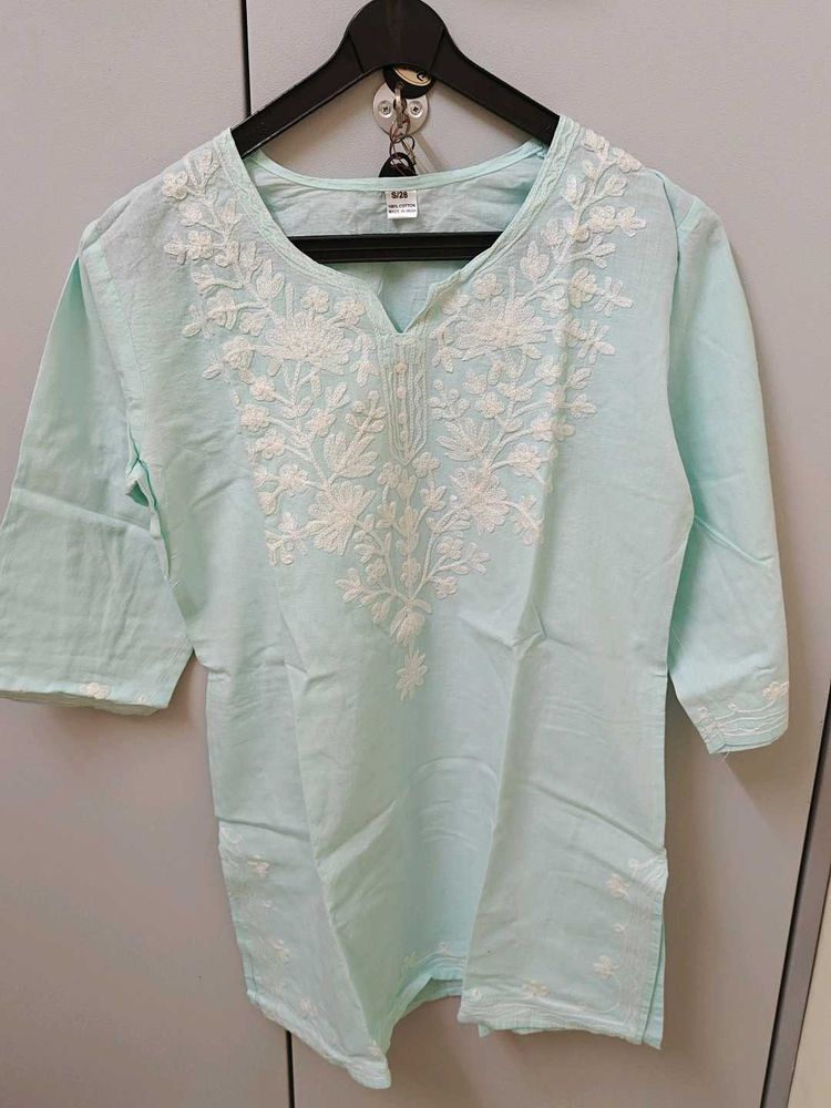 Embroidered Light Blue Kurta