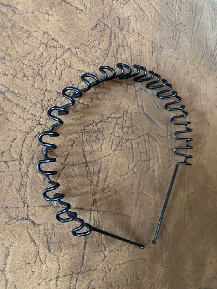 Unisex Black Zigzag Metal Hairband