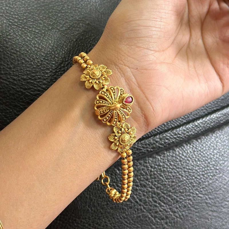 Pink Stone Goldtone Bracelet