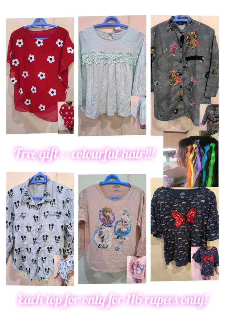 Set Of 6 Girls Tops Collection