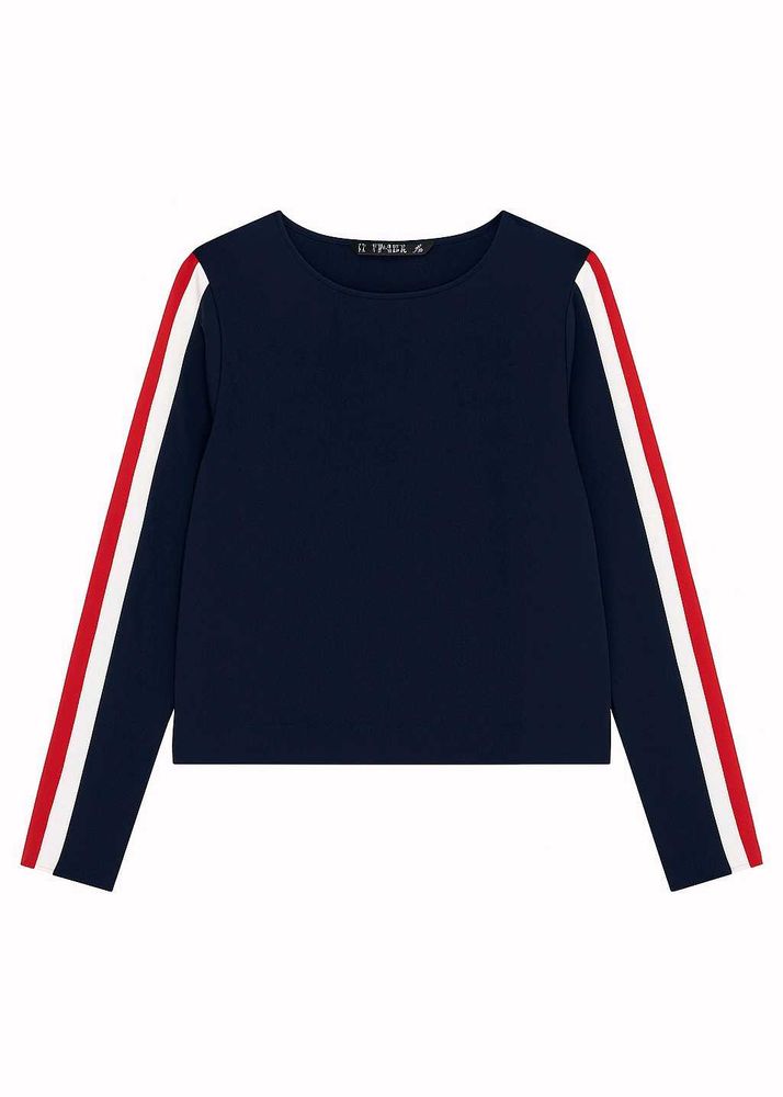 Navy Striped Sleeve Top