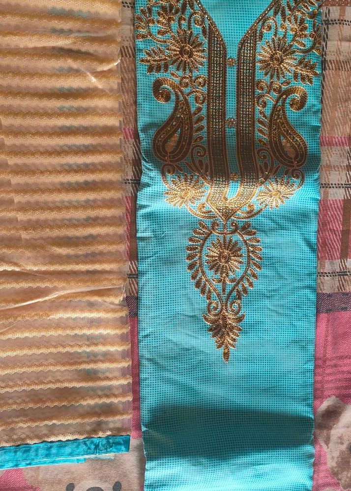Unstitched Plazo Suit With Net Dupatta