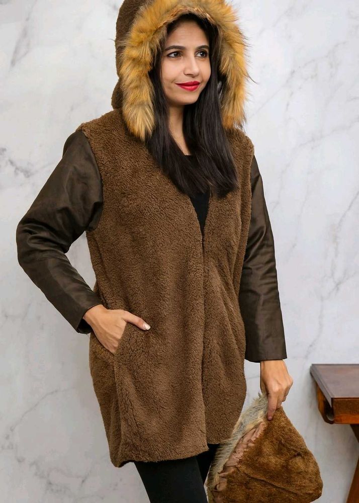 Faux Fur Hooded Coat
