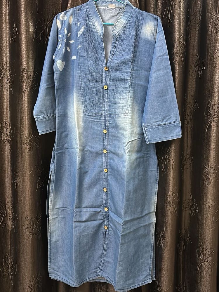 Denim Button-Down Kurti