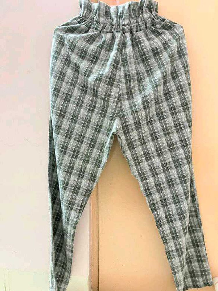 Plaid Paperbag Waist Pants