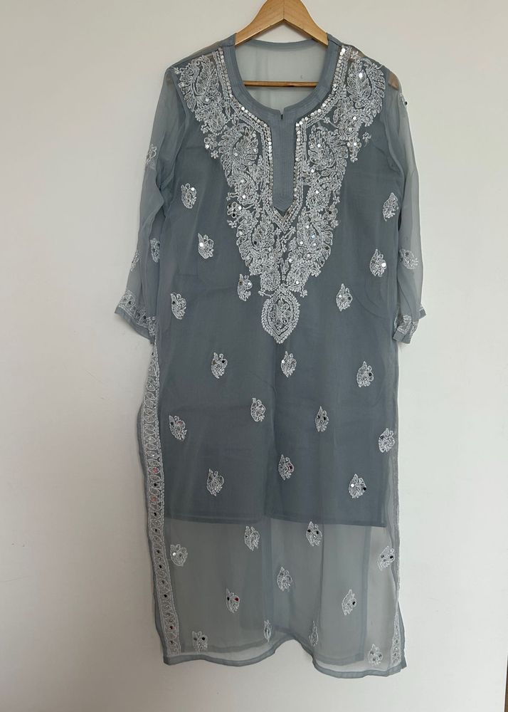 New Elegant Grey Lucknowi Kurta!