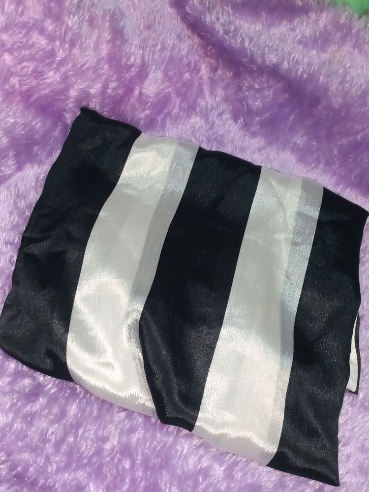 New Black And White Striped Saree ..