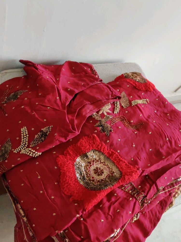 Elegant Red Embroidered Saree