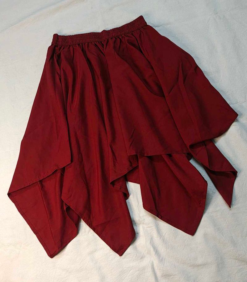 Maroon Asymmetric Skirt