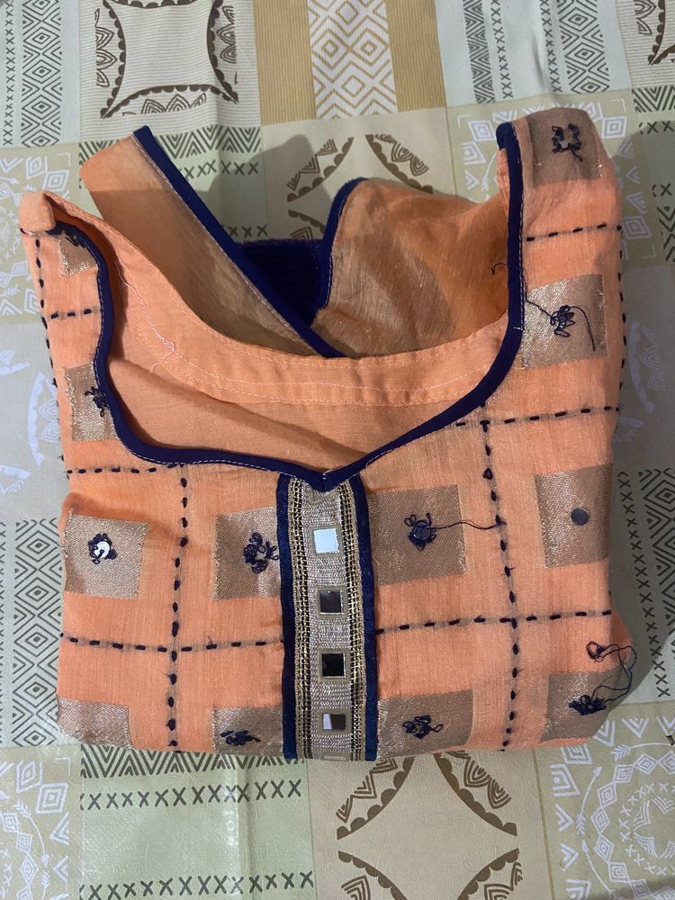 Girls Printed Cotton Linen Ethnic Dress