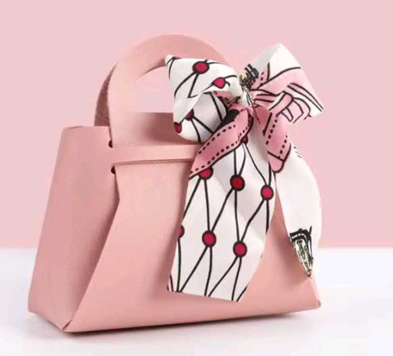 Pink Handbag with Scarf