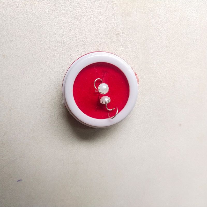 ❤️❤️Pure Silver White Pearl Nose/Ear Earings 1pair