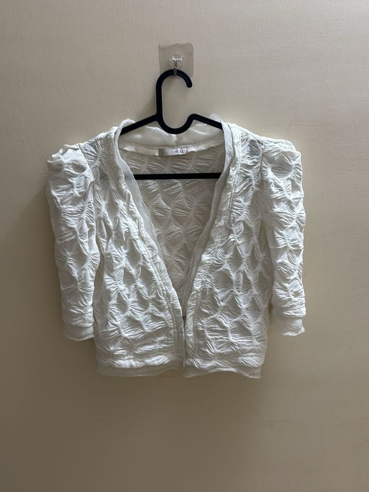 Thrifted White Textured Jacket