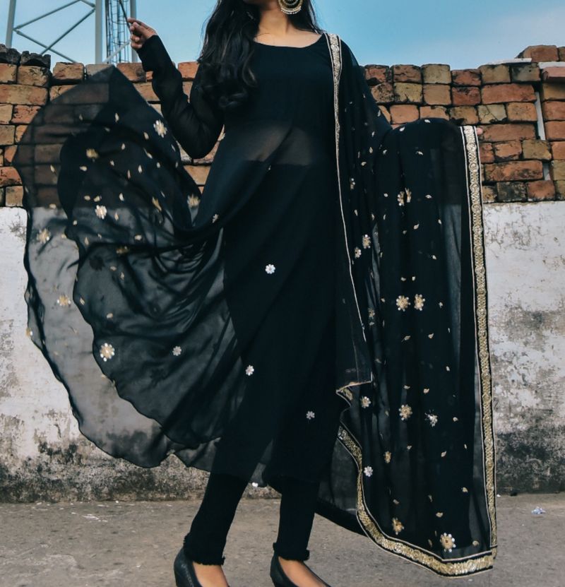 Black Anarkali Suit With Dupatta