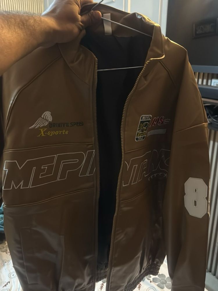 Brown Graphic Print Jacket