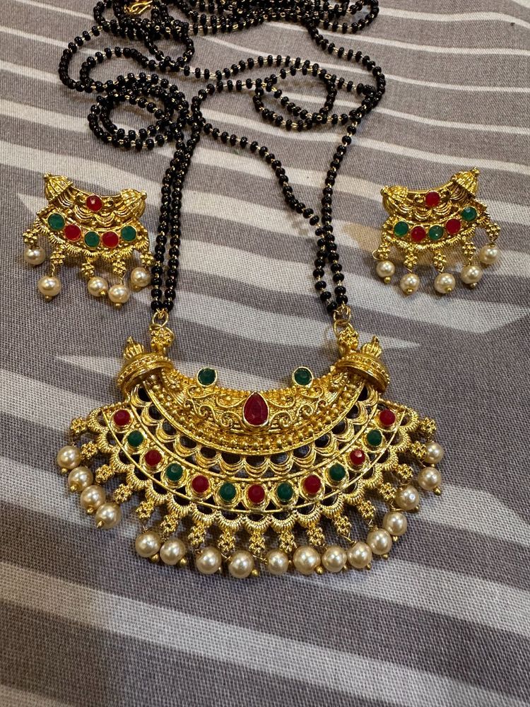 long mangalsutra with earrings