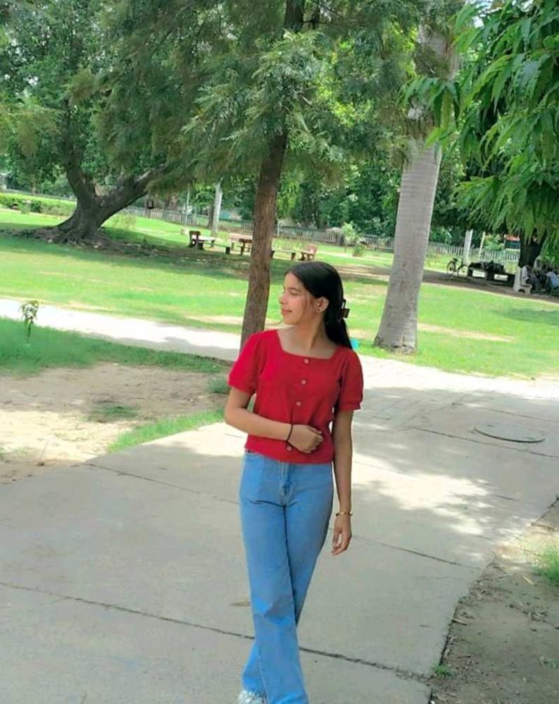 Red Square Neck Top