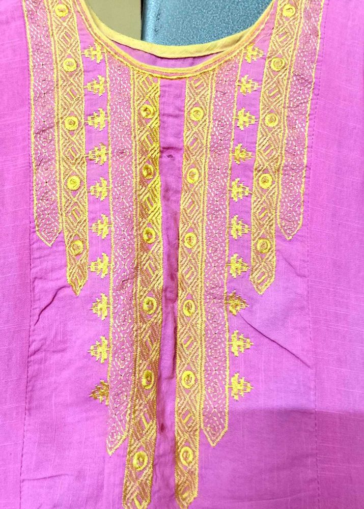 Pink Embroidered Kurta