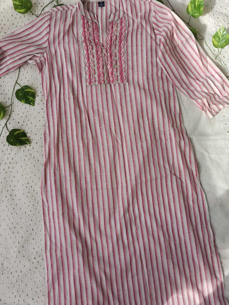 Striped Embroidered Kurta