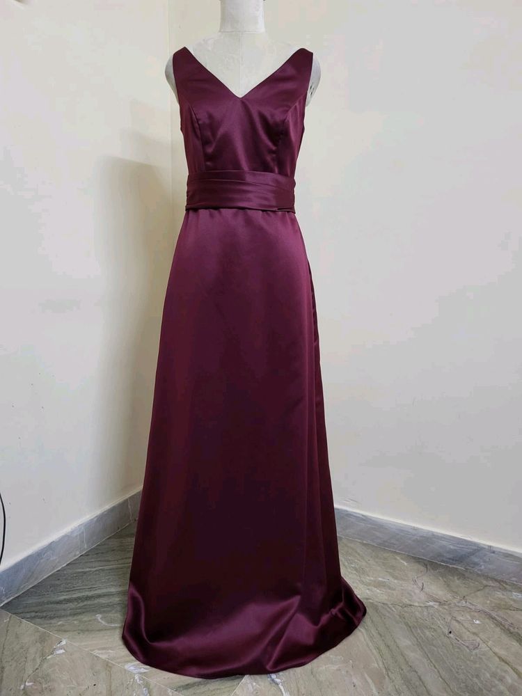 Elegant Burgundy Satin Gown