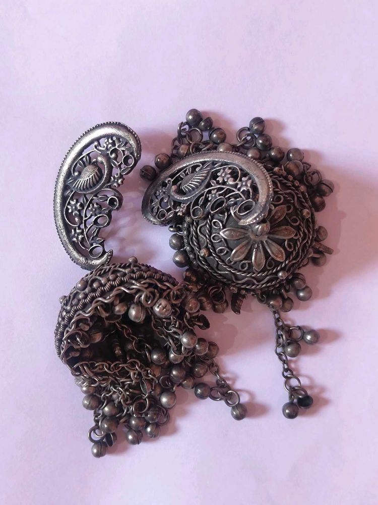 Oxidized Jhumka Earrings