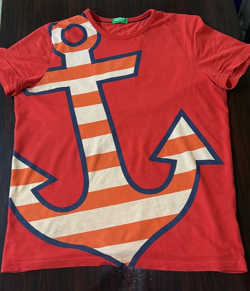 Benetton original Red Anchor Graphic T-Shirt
