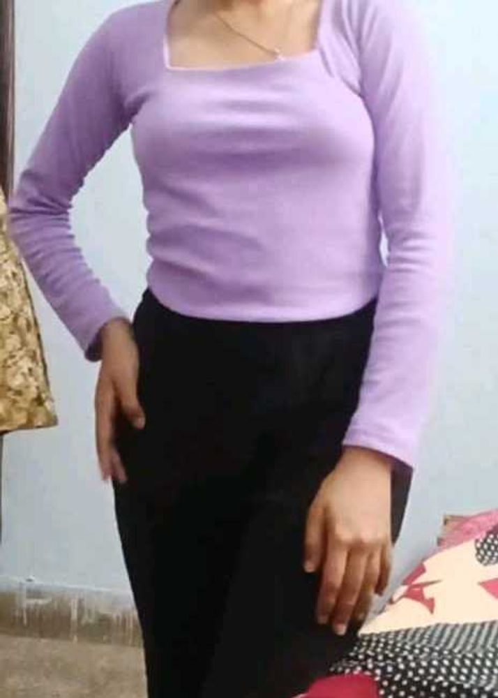 Lavender Square Neck Long Sleeve