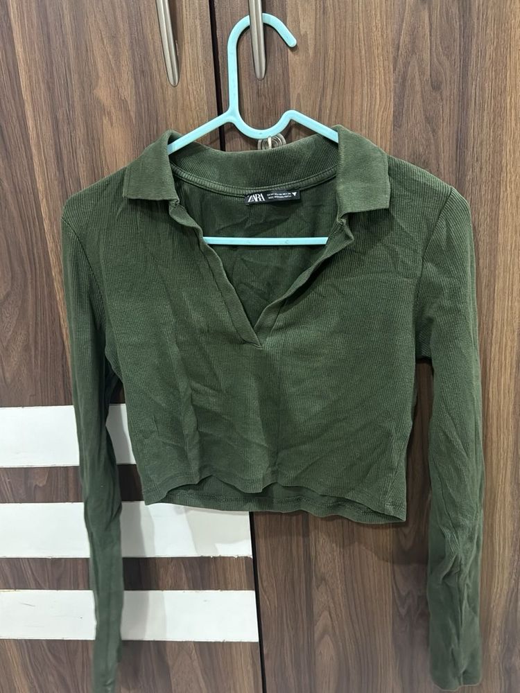 Zara Green Long Sleeve Top