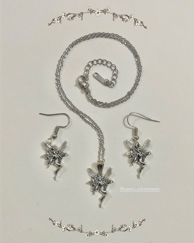 Y2k Vintage Fairycore Necklace &amp; Earring Set