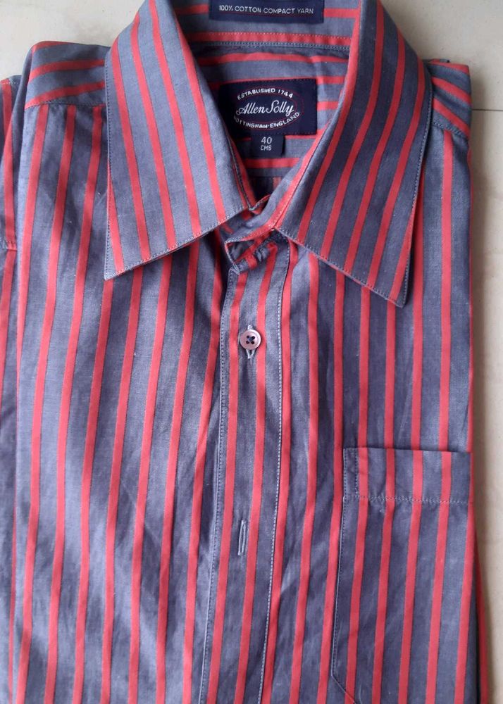 ALLEN SOLLY half sleeves grey and red shirt Men